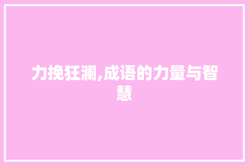力挽狂澜,成语的力量与智慧