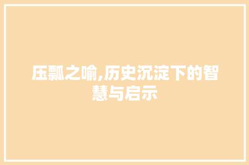 压瓢之喻,历史沉淀下的智慧与启示