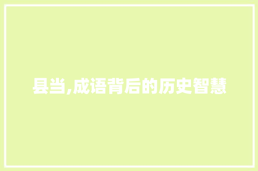 县当,成语背后的历史智慧