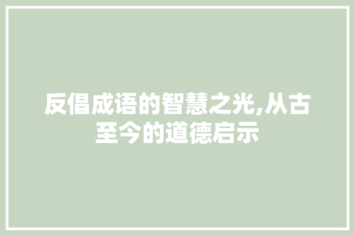 反倡成语的智慧之光,从古至今的道德启示 合同协议