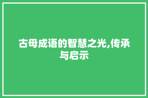 古母成语的智慧之光,传承与启示
