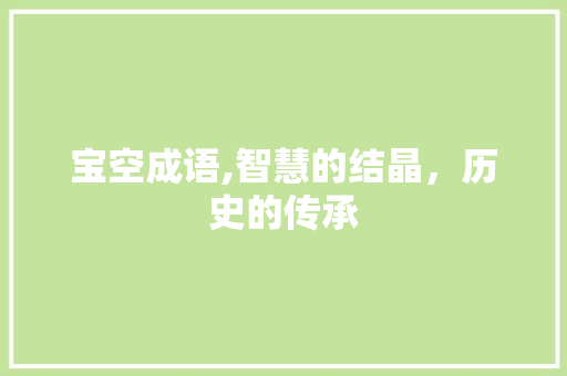 宝空成语,智慧的结晶，历史的传承