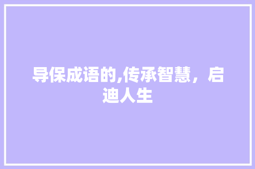 导保成语的,传承智慧，启迪人生