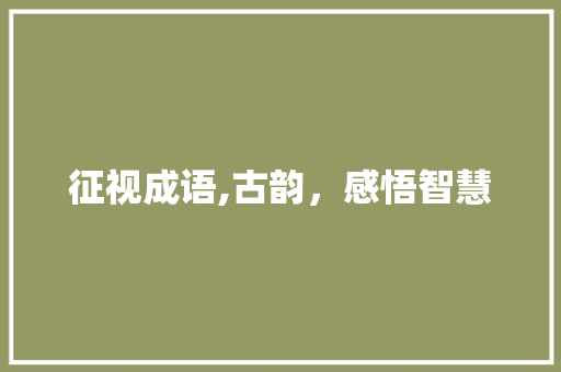 征视成语,古韵，感悟智慧