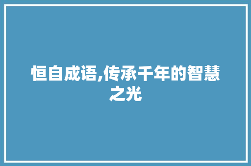 恒自成语,传承千年的智慧之光