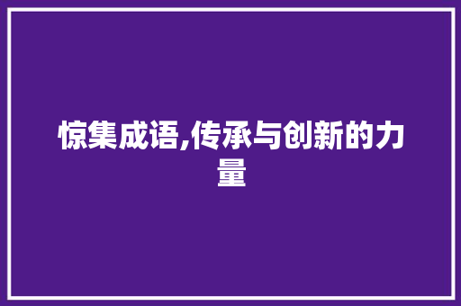 惊集成语,传承与创新的力量