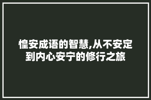 惶安成语的智慧,从不安定到内心安宁的修行之旅