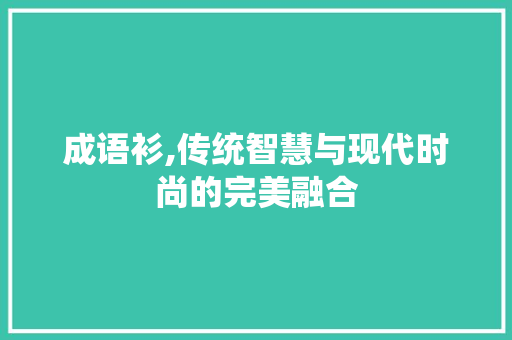 成语衫,传统智慧与现代时尚的完美融合