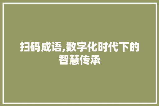 扫码成语,数字化时代下的智慧传承