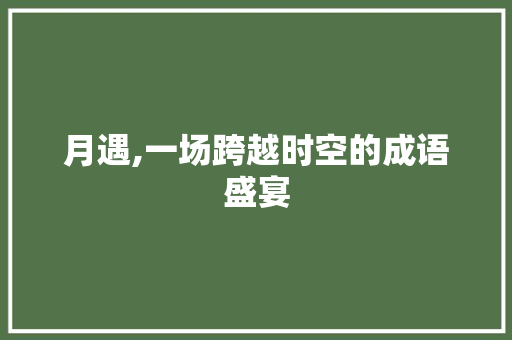 月遇,一场跨越时空的成语盛宴