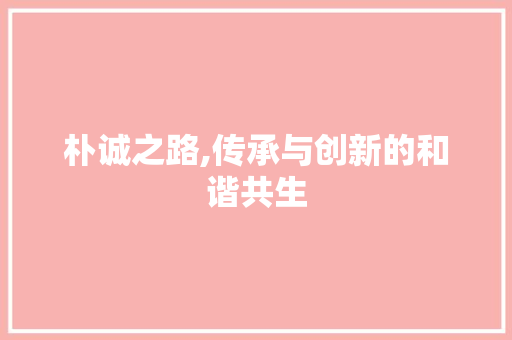 朴诚之路,传承与创新的和谐共生
