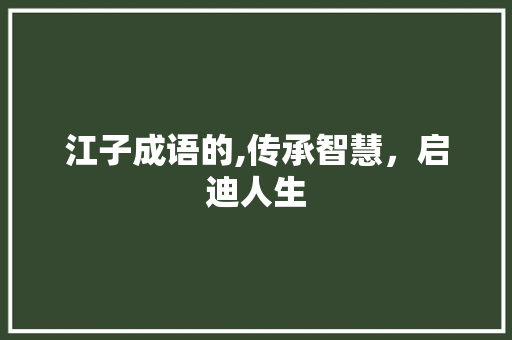 江子成语的,传承智慧，启迪人生