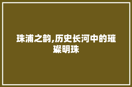 珠浦之韵,历史长河中的璀璨明珠