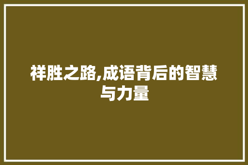祥胜之路,成语背后的智慧与力量
