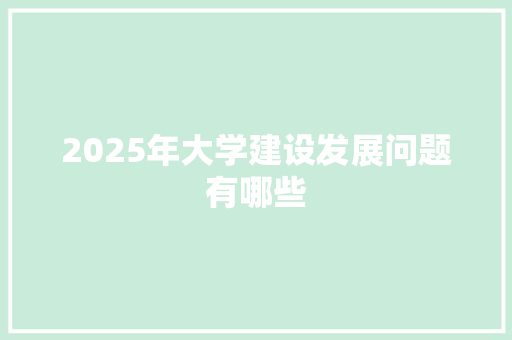 2025年大学建设发展问题有哪些