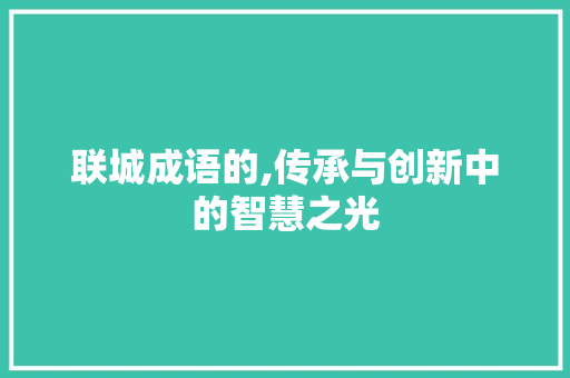 联城成语的,传承与创新中的智慧之光