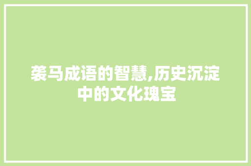 袭马成语的智慧,历史沉淀中的文化瑰宝