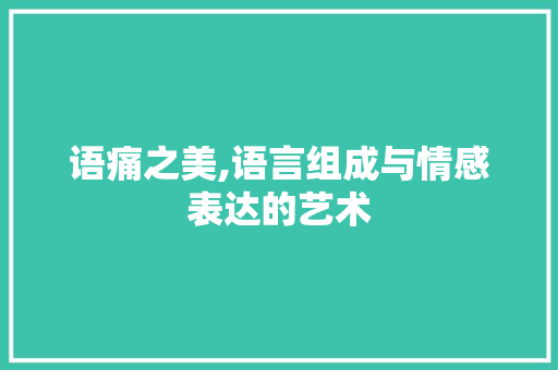 语痛之美,语言组成与情感表达的艺术