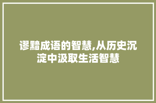 谬黯成语的智慧,从历史沉淀中汲取生活智慧