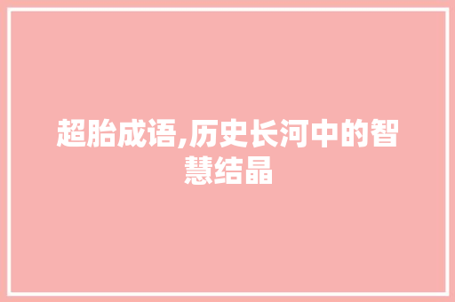 超胎成语,历史长河中的智慧结晶