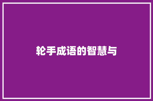 轮手成语的智慧与