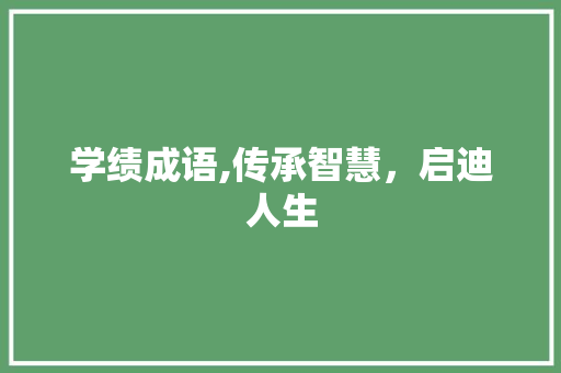 学绩成语,传承智慧，启迪人生