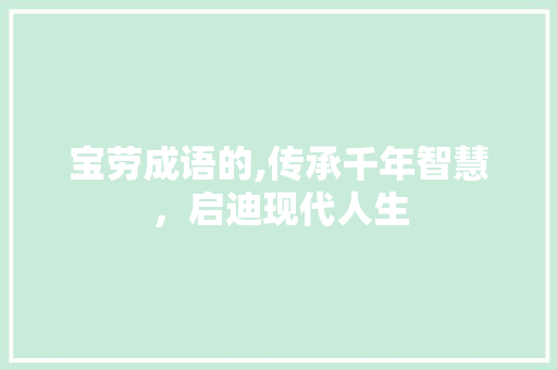 宝劳成语的,传承千年智慧，启迪现代人生