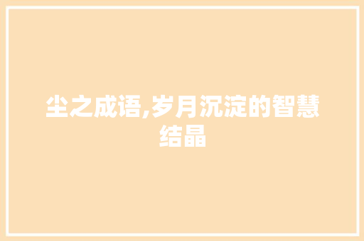 尘之成语,岁月沉淀的智慧结晶