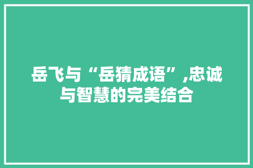 岳飞与“岳猜成语”,忠诚与智慧的完美结合