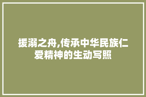 援溺之舟,传承中华民族仁爱精神的生动写照