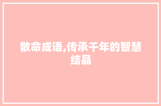 散命成语,传承千年的智慧结晶