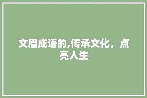 文眉成语的,传承文化，点亮人生