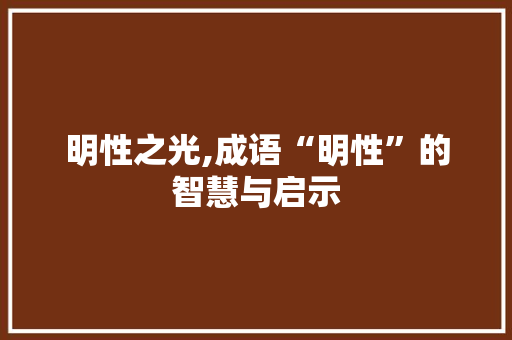 明性之光,成语“明性”的智慧与启示