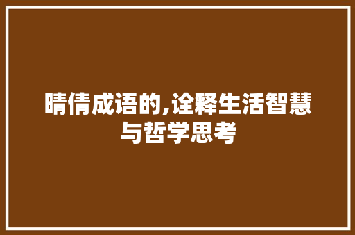 晴倩成语的,诠释生活智慧与哲学思考