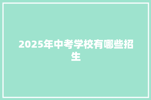 2025年中考学校有哪些招生