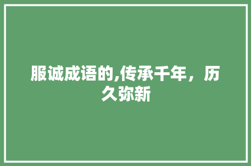 服诚成语的,传承千年，历久弥新