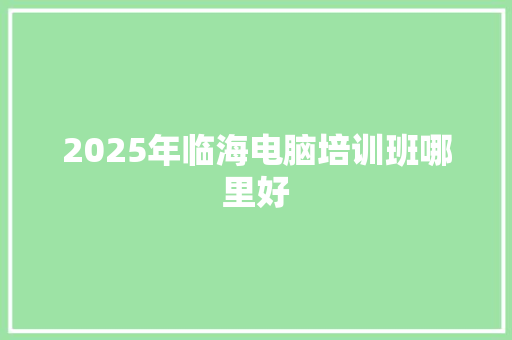 2025年临海电脑培训班哪里好