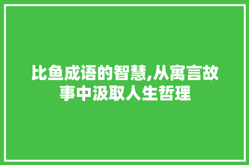 比鱼成语的智慧,从寓言故事中汲取人生哲理