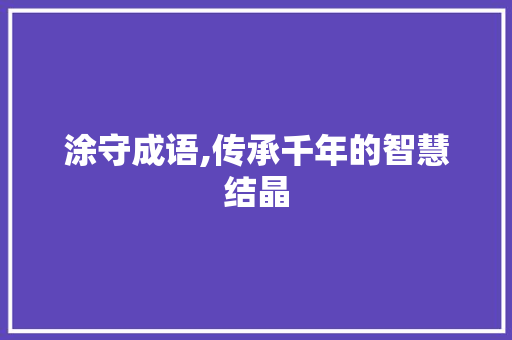 涂守成语,传承千年的智慧结晶