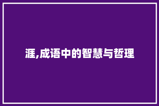 涯,成语中的智慧与哲理
