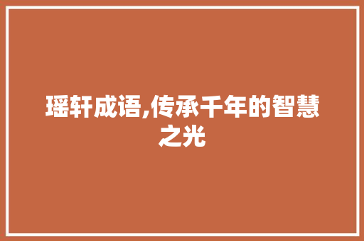 瑶轩成语,传承千年的智慧之光
