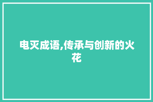 电灭成语,传承与创新的火花