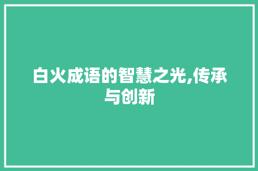 白火成语的智慧之光,传承与创新
