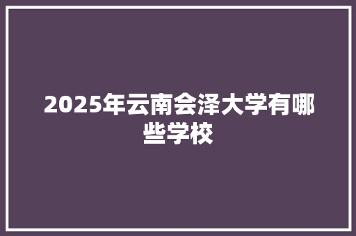 2025年云南会泽大学有哪些学校