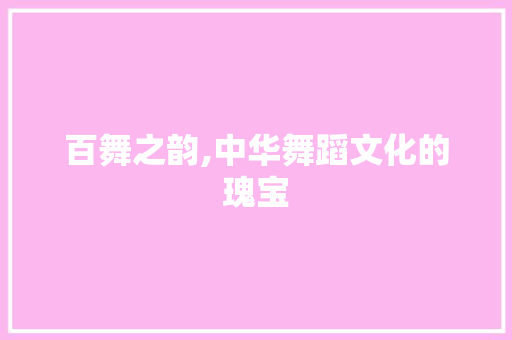 百舞之韵,中华舞蹈文化的瑰宝