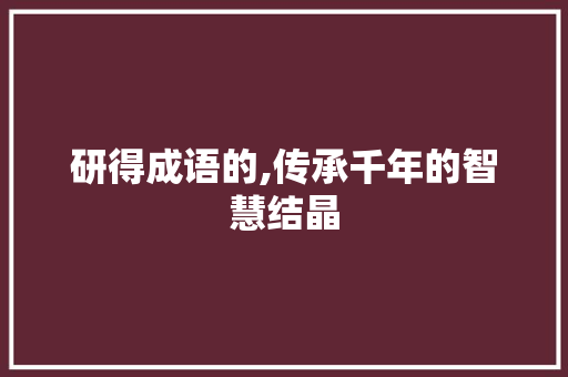 研得成语的,传承千年的智慧结晶