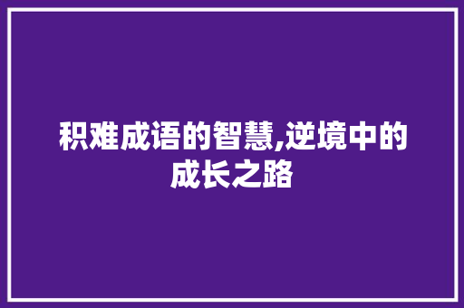 积难成语的智慧,逆境中的成长之路