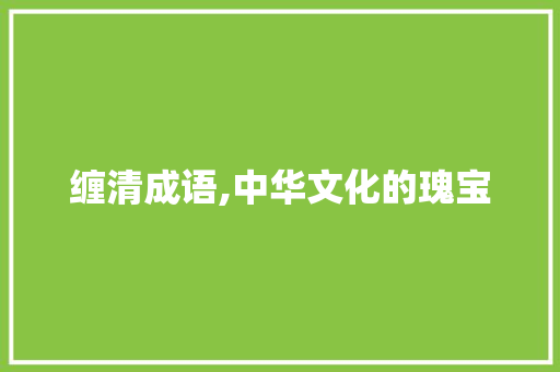 缠清成语,中华文化的瑰宝