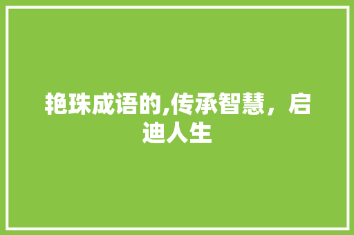 艳珠成语的,传承智慧，启迪人生
