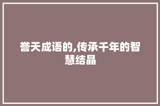 誉天成语的,传承千年的智慧结晶